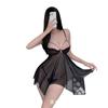 Noche tres nueva lencería sexy Pijama ajustado de una pieza con entrepierna abierta para mujer uniforme de tentación de estudiante traje de azafata sexy
