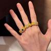 Anillo Medieval Cepillado Huevo de Paloma para Mujer Europeo y Americano Lujo Accesible Estilo Palacio Retro Versión Ancha Zirconio Flash Anillo Abierto Ajustable