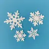 Tarjeta de Pastel de Copo de Nieve Blanco Pieza de Copo de Nieve Acrílico con Purpurina Tren de Navidad Muñeco de Nieve Adornos Decorativos para Hornear