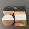Posavasos de mármol con costuras de madera de acacia, redondo, cuadrado, para café, té, fábrica, multiforma, multicolor, fuente