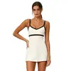 Falda de tenis transpirable de secado rápido estilo europeo y americano transfronteriza para mujer, falda deportiva de golf de una pieza de cintura alta anti-exposición, personalizable