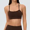 Sujetador deportivo sexy sin espalda para mujer con almohadillas en el pecho, top de fitness transpirable y amigable con la piel con tirantes finos ajustables, sujetador de yoga