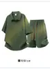 Conjunto de Camisa Polo e Shorts Masculino de Verão, Seda Gelada de Secagem Rápida, Caimento Solto, Conjunto Casual Fino Estilo Japonês de Duas Peças