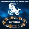 Pulsera de los Doce Constelaciones Más Vendida Transfronteriza Pulsera Explosiva Temu Piedra Natural Piedra Negra Piedra Ojo de Tigre Pulsera de Perlas para Hombre