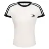 Roupas Masculinas Streetwear Americano Curto Slim Listrado Manga Curta Feminino Verão Novo Casual Esportivo Emagrecedor Top T