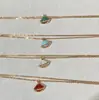 V Oro Versión Alta Chapado en Oro CNC Precisión Pulsera Falda Lujo Accesible Versátil Blanco Nácar Abanico Pequeño Forma Doble Capa Pulsera para Mujeres