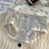Chica de Cadera de Melocotón 3D de Cintura Media Alta Elástica Cómoda Agradable a la Piel Lazo Sencillo Color Crema Bolso de Cadera Bragas para Mujer