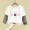Blusa Patchwork Casual para Menina Roupas de Algodão Puro Infantil Novo Estilo Moda Tendência Manga Longa Primavera e Outono