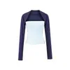 Camiseta a la moda de bloques de color, imitación de dos piezas, manga larga, nuevo estilo de primavera, elegante y versátil, corte ajustado, favorecedora, top básico para chica popular