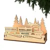 Set de Portavelas Escena Navideña Transfronteriza, Caja de Portavelas con Luces Navideñas, Soporte de Madera para Velas con Luz, Adornos de Escritorio, Decoración para Ventana del Hogar
