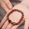 Pulsera de Cuentas de Nanmu Dorado para Hombre y Mujer, Cuentas de Madera, Rosario de Zorro, Joyería Wen Play