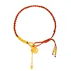 Pulsera de Calabaza de Oro Antiguo Arena Dorada Oro Roto Estilo Mismo Estilo Tienda de Oro Puzuo Pulsera de Cuerda Roja Tejida a Mano Estilo Pareja
