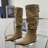 Recién llegado: Otoño 2026 Nuevo Estilo Punta Fina Elegantes de Moda Botas Altas Hasta la Rodilla de Gamuza con Plataforma para Mujer