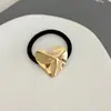 Elástico de Cabelo Dourado Estilo Coreano com Laço para Mulheres Suporte de Rabo de Cavalo de Alta Qualidade Elástico para Coque Acessórios de Cabelo Adereços de Cabeça