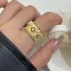 Anel Feminino Aberto Ajustável S925 Prata Esterlina Corte Retro Vazado com Diamante Anel de Dedo Indicador Versátil de Luxo Acessível de Nicho