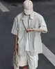 Camisa de Trabajo Simple Japonesa con Solapa de Manga Corta para Hombre Verano Protección Solar Holgada Casual Versátil Manga Media Color Sólido Camisa para Hombre