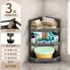 Prateleira de armazenamento de banheiro multicamadas de piso, prateleira de armazenamento triangular para uso doméstico, prateleira de canto para banheiro