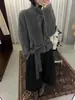 Cardigã de malha com gola alta estilo coreano, amarração na cintura, novo casaco suéter elegante para outono e inverno de 2026, para mulheres, importado