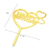 Tarjeta dorada acrílico Amor pastel de cumpleaños Inglés cinco puntas estrella enchufe cinco puntas estrella mesa de postres diseño suministros