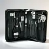 Bolsa com Zíper Verde do Fabricante em Estoque, Conjunto de 22 Peças para Manicure e Pedicure, Incluindo Alicate de Cutícula, Removedor de Cutícula e Tesoura de Sobrancelha