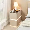 Mesita de Noche Inteligente de Lujo Colgante para Dormitorio, Moderna Multifuncional Simple con Carga Inalámbrica de Madera Maciza, Nuevo Gabinete de Mesita de Noche