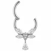 Anillo de nariz de titanio F136 incrustado con circón brillante para mujer, joyería para piercing corporal de titanio G23, disponible al por mayor