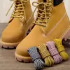 Cadarços listrados bicolores de alta qualidade, cadarços redondos de 4 mm adequados para botas Martin, dad shoes e botas amarelas