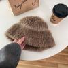 Chapéu de pelúcia forrado com fleece para outono e inverno, chapéu doce de cor fresca para mulheres, proteção para o rosto com orelhas protetoras, chapéu de pescador pequeno, feito à mão