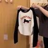 2025 Otoño Temprano Nuevo Estilo Otoño/Invierno Camiseta de Manga Larga Raglán para Mujer Capa Interior Capa Base Ajustada Top para Mostrar