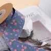 Cinta de mezclilla con estampado de cerezas, moño DIY para accesorios del cabello, flores, empaque de regalo, decoración de ropa, cinturón con estampado de frutas