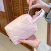 Bolsa de Cosméticos Coreana Ins de Algodão Acolchoado, Bolsa de Mão Feminina Moderna e Elegante, Grande Capacidade, Estojo Escolar para Estudantes