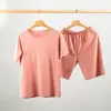 Camiseta Japonesa de Cor Pura sem Estampa Camiseta de Algodão de Boa Qualidade Terno de Shorts de Verão Terno de Algodão Puro Roupa de Casa t Casal
