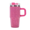 Taza de Coche con Cristales de 14 oz Termo de Acero Inoxidable 304 Asa Portátil con Diamantes Vaso Helado de Colores