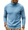Otoño e Invierno Nuevo Suéter de Punto de Color Sólido con Rayas Verticales Ajustado para Hombre Estilo Europeo y Americano Suéter Cálido de Hilo Capa Base
