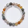 Elegante Pulseira de Cristal Tantalita Amarelo Natural com Mostrador Vermelho para Mulheres Versátil Ouro Negro Super Sete Pulseira de Pedra da Lua Cinza Atacado