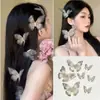 Popular Pasador de Mariposa Estilo Hada Ins Doble Capa Tridimensional Tela Transparente Imitación Hada Hanfu Estilo Antiguo Accesorio para el Cabello con Pedrería
