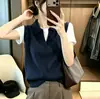 Chaleco de punto de alta gama estilo retro old money, top sin mangas tipo polo para mujer, otoño invierno, cuello solapa, top de suéter chic
