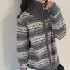 Cardigan de punto de lana pura, de cuello alto, con diseño de doble cremallera, moderno, rejuvenecedor, para mujer, engrosado para otoño e invierno, versátil y adelgazante, estilo coreano.