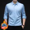 Camisas de Manga Larga Populares para Hombre Invierno 2025, Ropa Casual de Invierno para Hombres de Mediana Edad, Acolchado de Terciopelo, Camisas Térmicas sin Planchar, Dropshipping