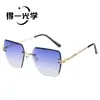 Nuevas Gafas de Sol de Moda Europeas y Americanas Sin Marco con Borde Cortado, Gafas de Sol para Mujer, Protección UV y Solar