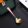 Cuchara de Celebridad de Internet Acero Inoxidable 304 Cabeza Redonda Estilo Coreano Linda Cuchara para Postre y Fruta Mango Corto Cuchara para Sopa Infantil