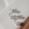 Estilo Igual al Sitio Web Oficial Coreano Pendientes Pequeños de Plata S925 Versátiles con Circonita de Pedrería Estilo Ins con Pendientes Exquisitos Delanteros y Traseros