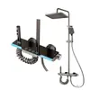 Terno de chuveiro cinza-armação de cobre puro chave de piano banheiro temperatura constante display digital luz ambiente bico intensificador de chuveiro doméstico