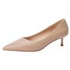 Sapatos de camada única de bico fino de Fu Salto agulha feminino 2022 Novos sapatos de trabalho de salto alto Sapatos femininos de viscose de microfibra simples de boca rasa