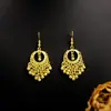 Pendientes étnicos de pavo real transfronterizos pendientes de borla de campana colgante de hoja bohemio pendientes escénicos al por mayor