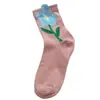 Nuevos calcetines 2023 para mujer, calcetines de algodón con tulipán tridimensional, calcetines de media pantorrilla, estilo universitario, calcetines dulces de felpa, calcetines de encaje japonés