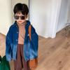 Jaqueta Infantil 2026 Estilo Inverno Meninos e Meninas Estilo Coreano Jaqueta Jeans Degradê Roupa Infantil Solta Gola Lapela Forrada com Fleece