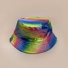 Nuevo sombrero de pescador de cuero PU colorido de patente, positivo y negativo, para hombre y mujer, parasol, personalidad hip-hop, sombrero de cubo callejero, venta al por mayor