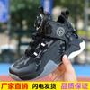 Zapatos de baloncesto para niños con hebilla giratoria transpirable de moda, zapatos de entrenamiento antideslizantes de malla para adolescentes, zapatilla de malla para niños medianos y grandes