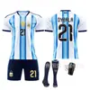 A2026 Copa del Mundo Argentina Uniforme de Fútbol Local Set No. 10 Camiseta Messi No. 11 Di María No. 21 Di Ba